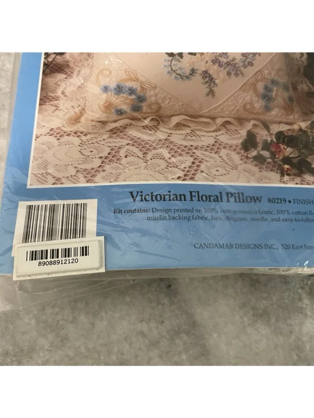 Vintage Candamar Designs Candlewicking Embroidered Victorian Floral Pillow